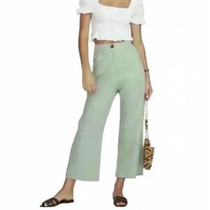 Faithfull The Brand Linen Wide Leg Pants In Pine
Green Size 2